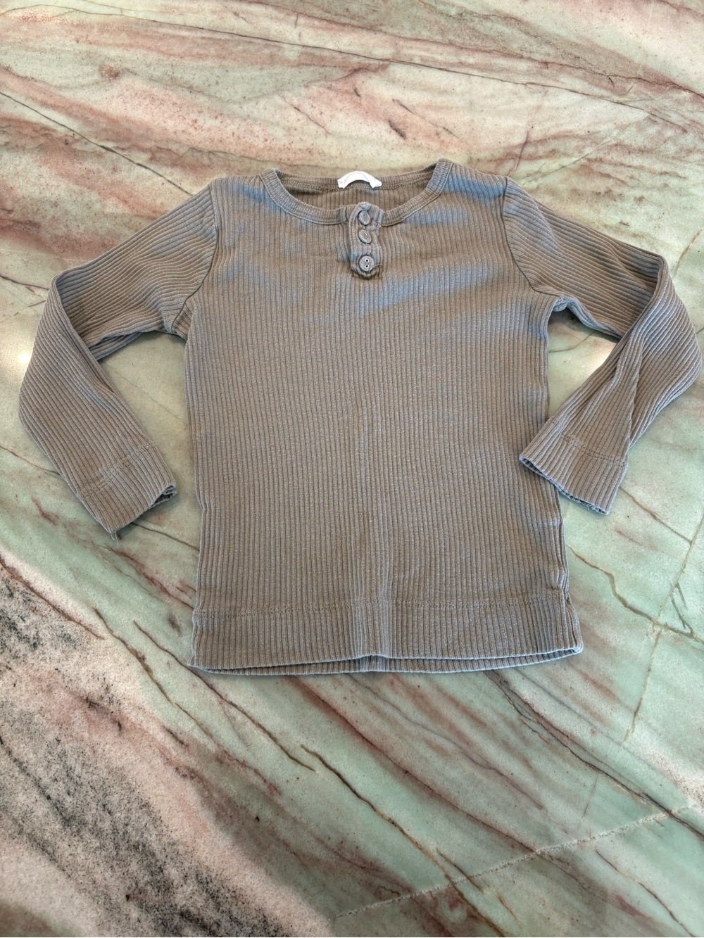 Jamie Kay Ribbed Long-Sleeve Henley Top - Taupe